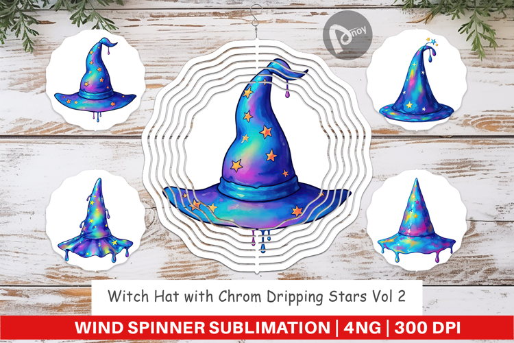 Wind Spinner Chrome Star Witch Hat