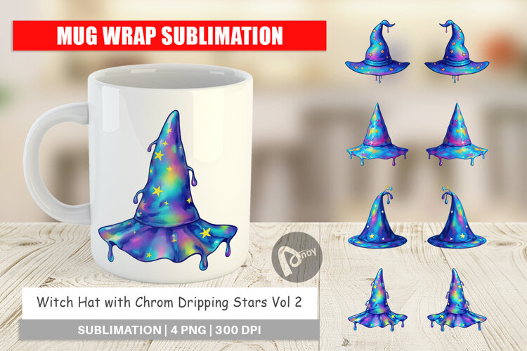 Mug Wrap Chrome Star Witch Hat example image 1