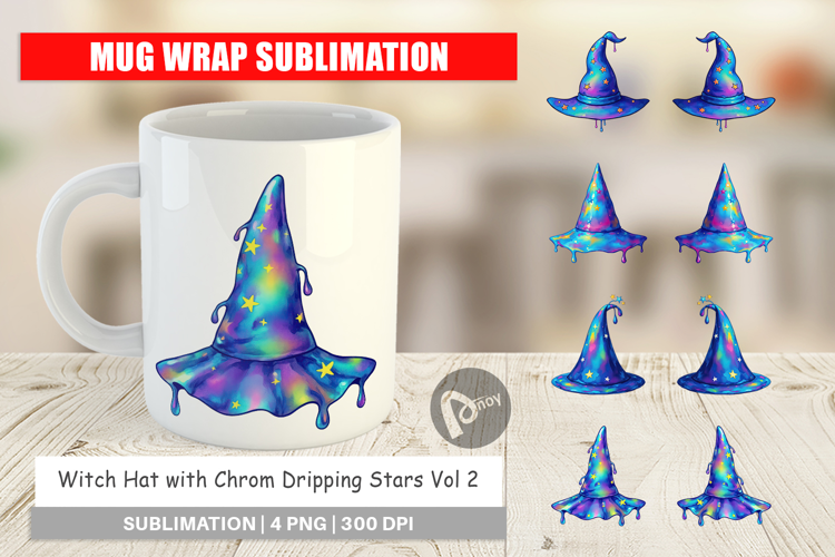 Mug Wrap Chrome Star Witch Hat