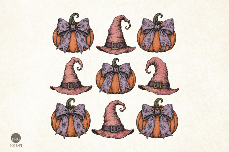 Witch hats and pumpkins Png, Retro halloween shirt print
