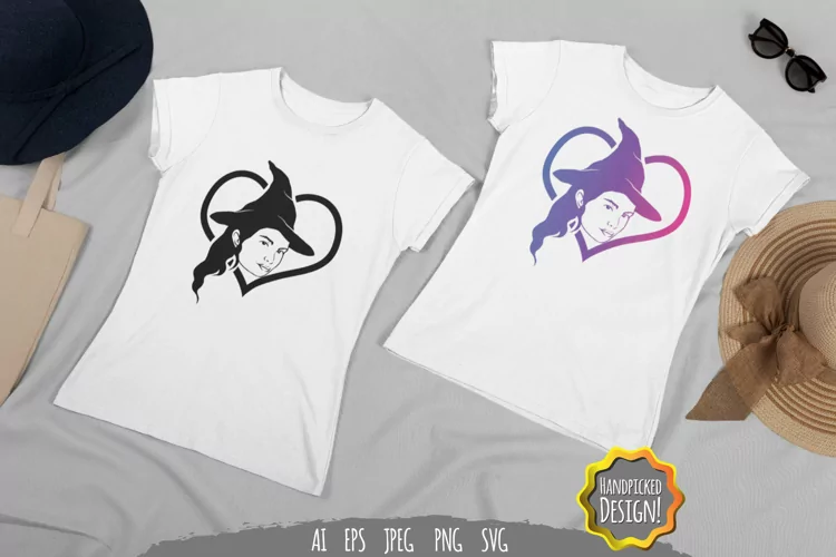 Witch in Heart with Gradient Color SVG
