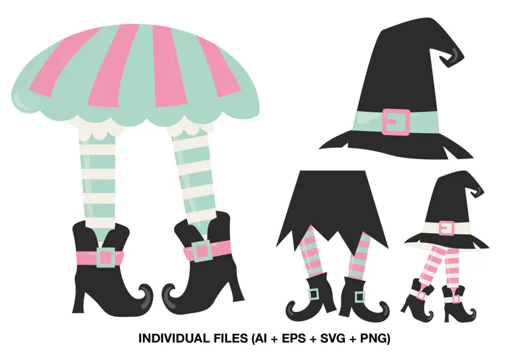 Witch Legs Clipart, Cute Halloween Witch Hat and Boots