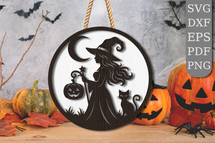 Witch Moon Halloween Laser Cut SVG