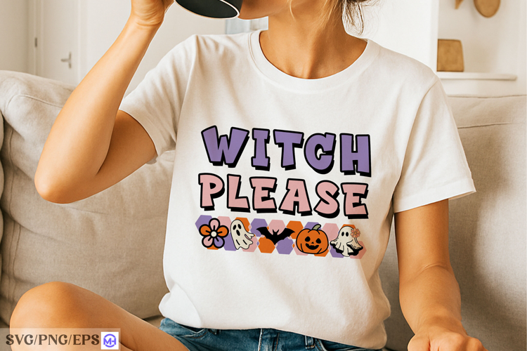 Witch Please Retro Halloween SVG PNG T-shirt Design