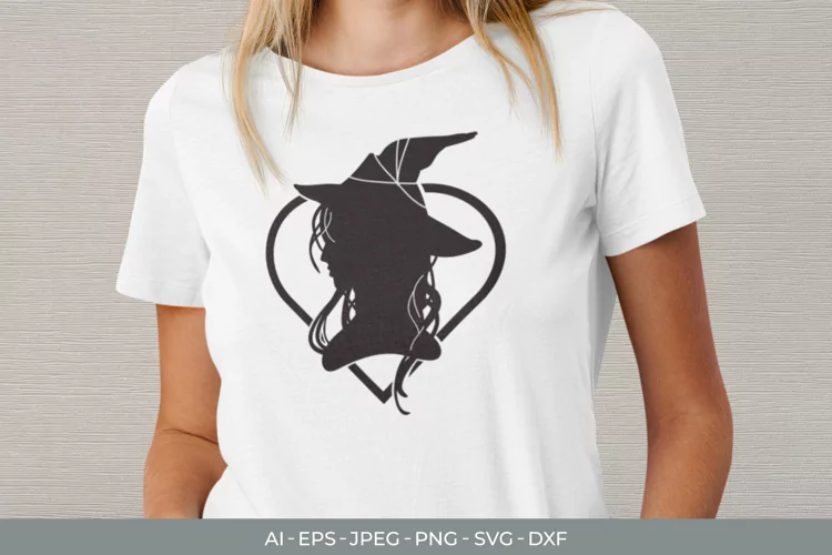 Witch Silhouette in Hearth with Gradient Color SVG