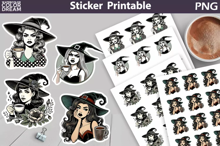Halloween Witch Coffee Sticker | Grumpy Witch Sticker