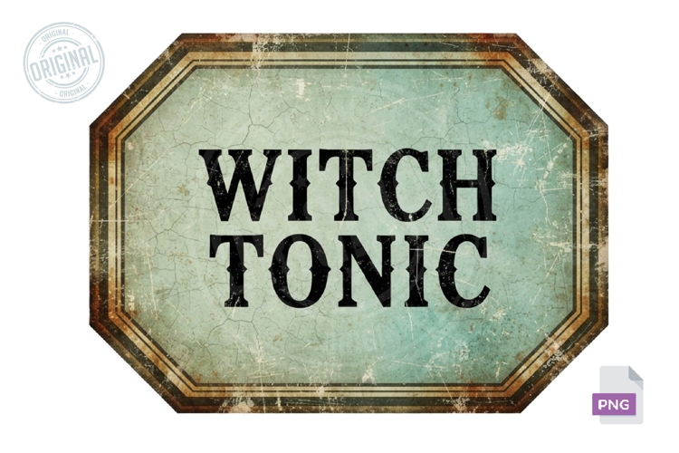 Witch Tonic Vintage Halloween Apothecary Label PNG Design