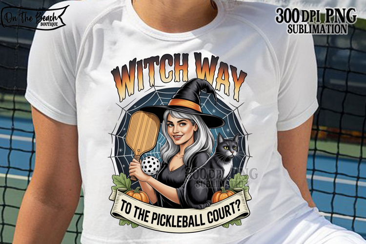Which Way To The Pickleball Court PNG Halloween Witch DTF