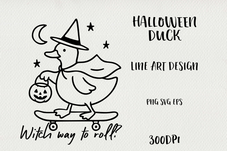 Line Art Cute Halloween Duck | EPS, SVG, PNG