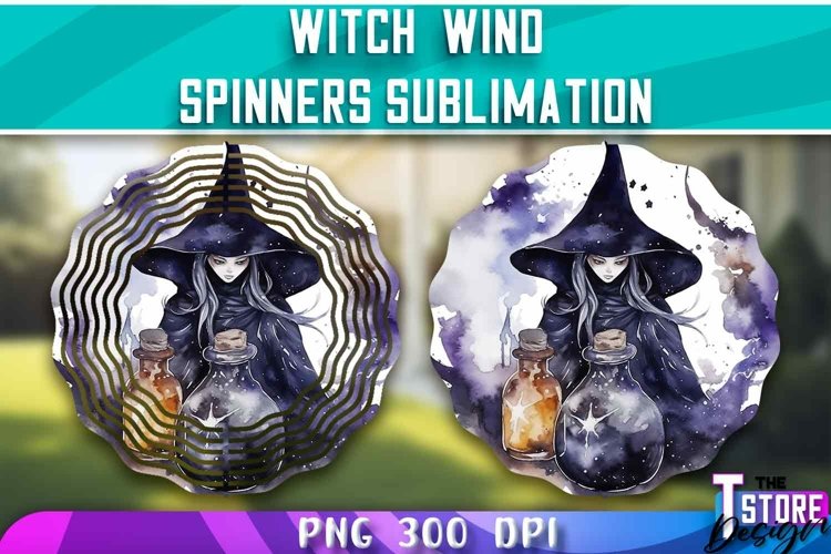 Witch Wind Spinners Sublimation | PNG Design | Witch PNG