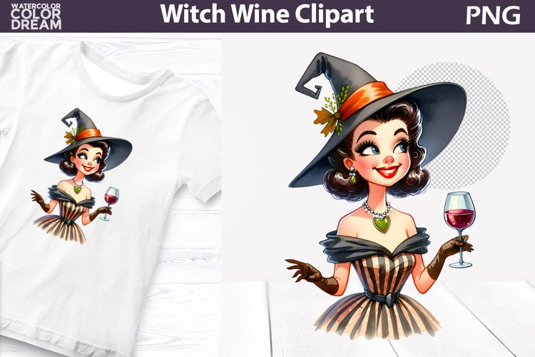 Funny Witch Wine Clipart | Witch Sublimation