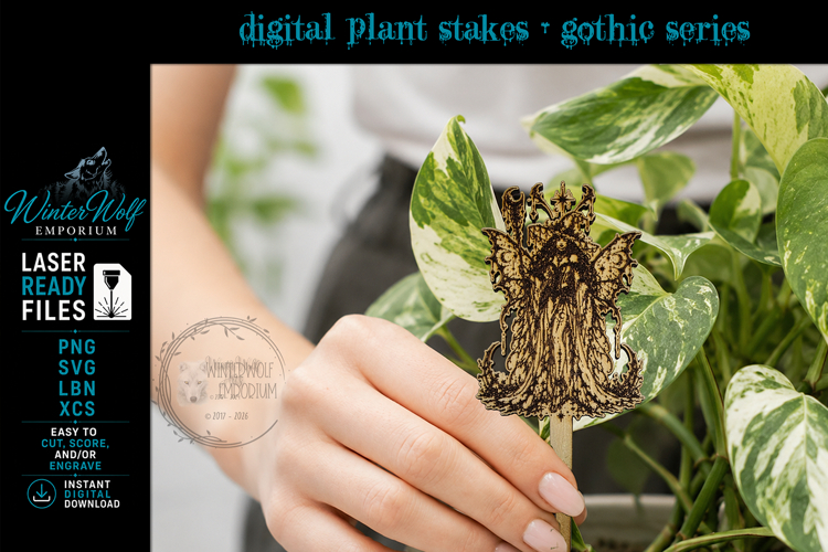 Gothic Plant Stake - Witch - SVG PNG Laser Cut - Garden