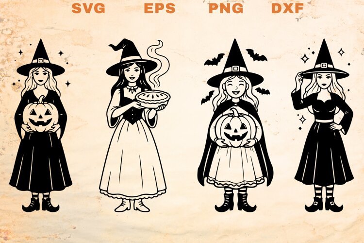 Fall Witches SVG example image 1