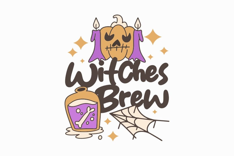 Witches Brew Doodles Halloween T-shirt Design example image 1