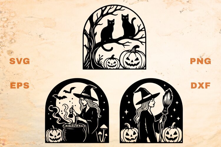 Witchy Halloween SVG Scenes example image 1