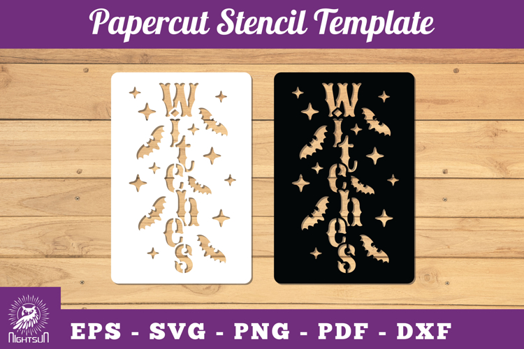 Witches Papercut Stencil SVG