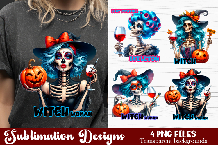 Witch housewives, Funny Skeleton Witch PNG