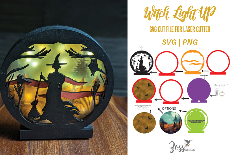 Spooky Witch in the Forest Halloween Laser Cut File