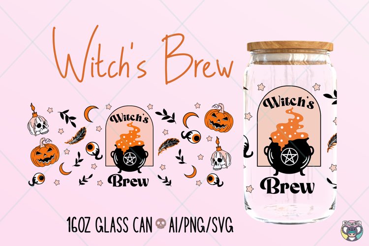 Halloween Glass Wrap svg, Halloween svg, Libbey Glass 16oz example image 1