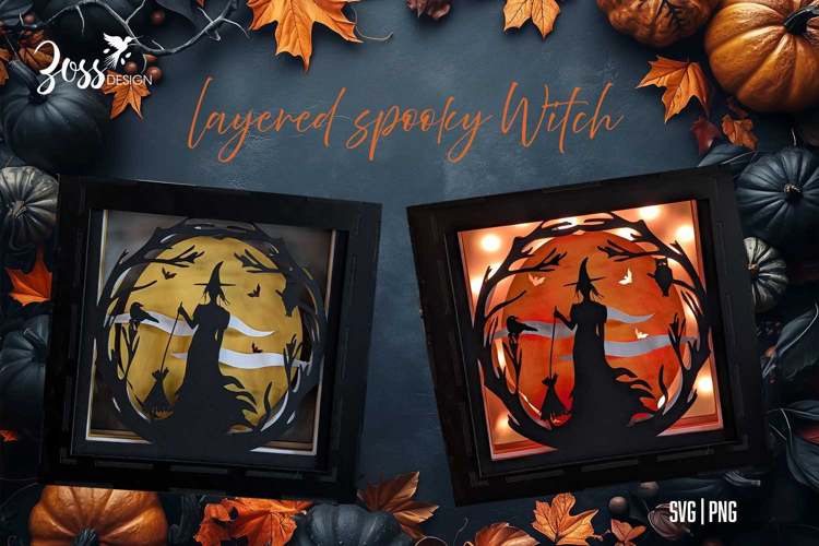 Layered Spooky Witch Scene SVG Cut File
