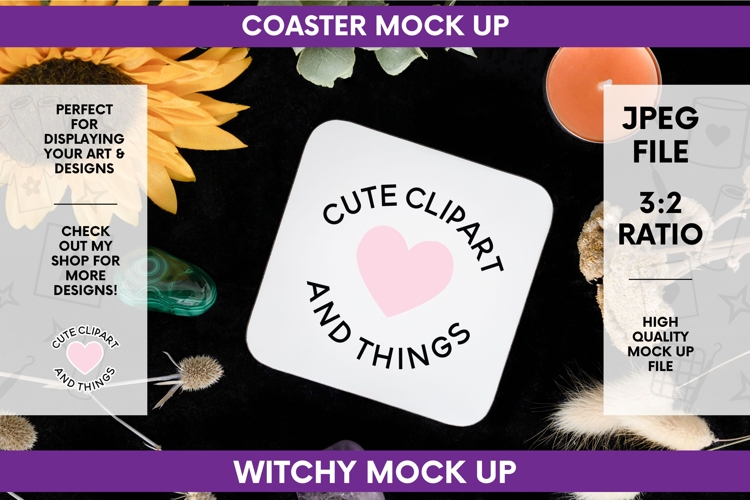 Coaster Mock Up | Dark Witchy Mock Up