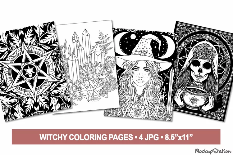 Magic Coloring Pages | Wiccan Witchy Coloring Book Page