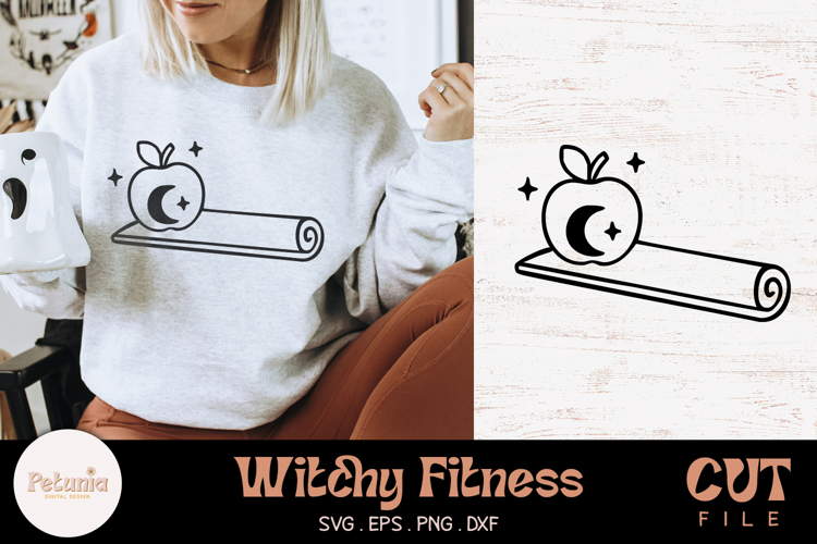 Apple and Yoga Mat SVG Cut File | Witchy Fitness SVG
