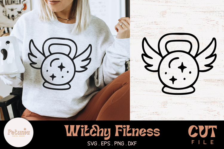 Winged Kettlebell SVG Cut File | Witchy Fitness SVG