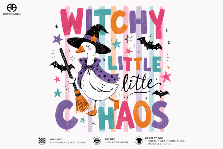 Witchy Little Chaos Goose PNG - Cozy Halloween Shirt Design