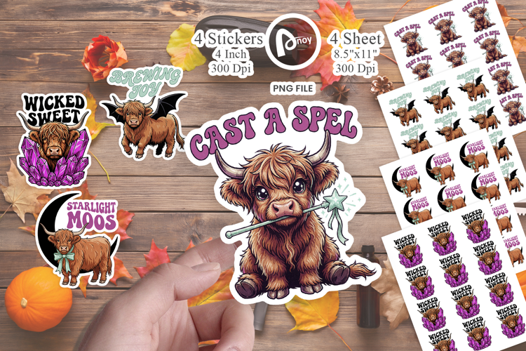 Witchy Potion Highland Cow Sticker
