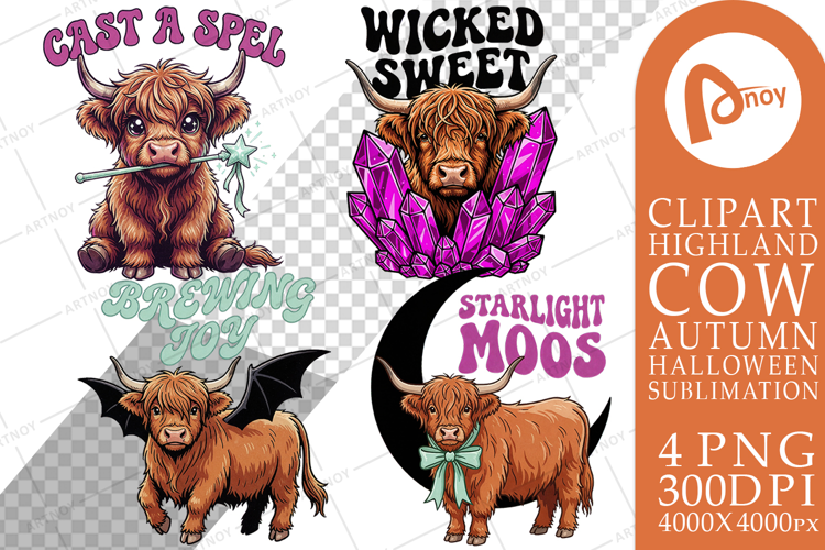 Witchy Potion Highland Cow Sublimation