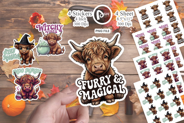 Witchy Potion Highland Cow Sticker