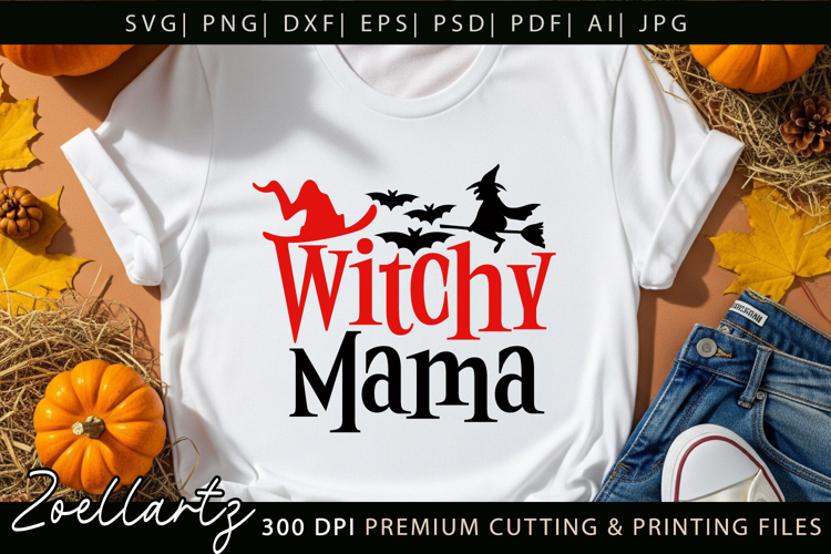 Witchy Mama SVG Spooky Halloween T-shirt Mug Pillow Design