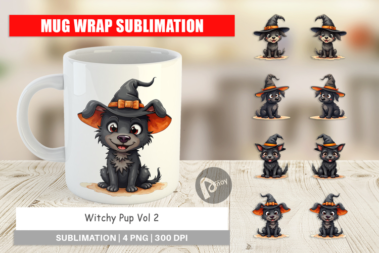 Mug Wrap Witchy Pup