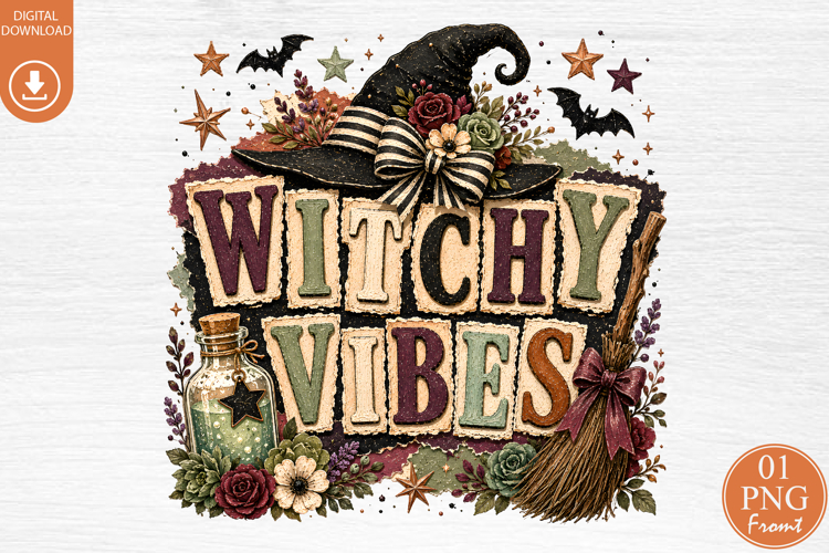 Witchy Vibes Halloween Sublimation Design