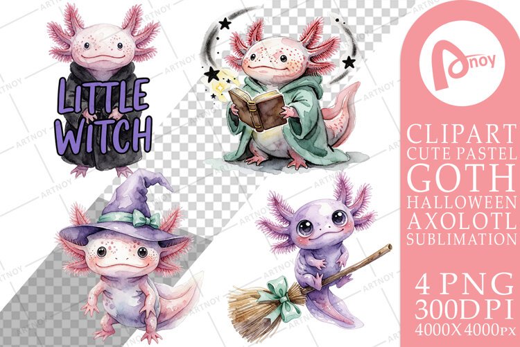 Witchy Wizard Axolotls Sublimation example image 1