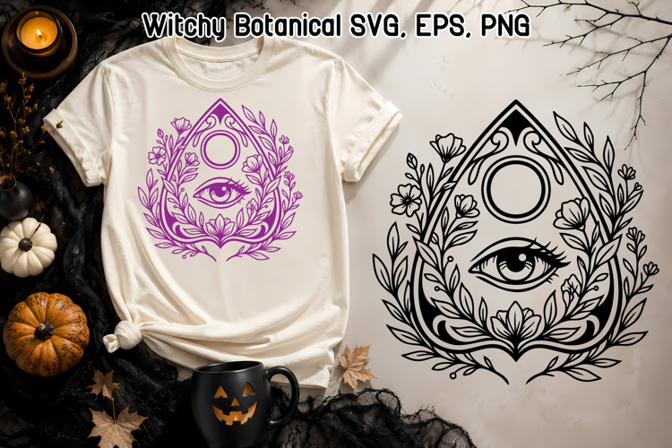 Ouija Planchette SVG | Witchy Botanical Floral Design