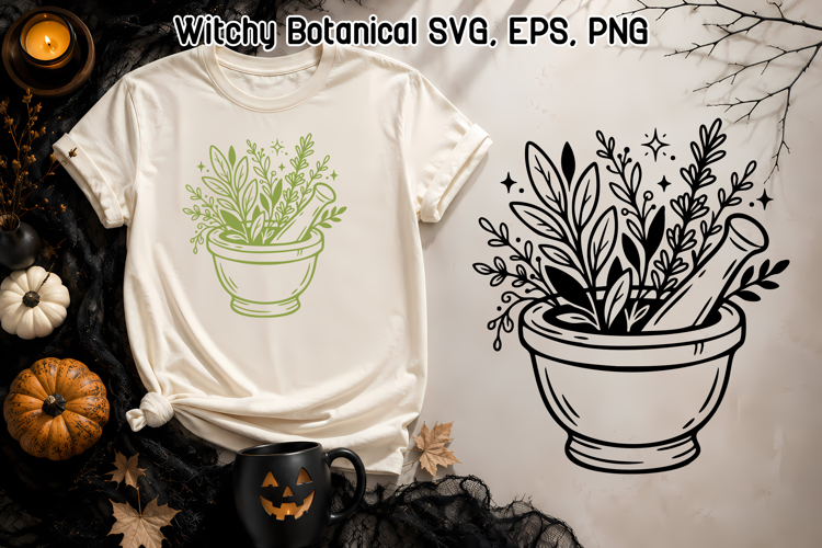 Herbal Mortar SVG | Witchy Botanical Apothecary Design