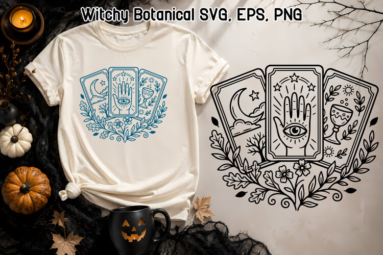 Tarot Cards SVG | Witchy Botanical Divination Design example image 1