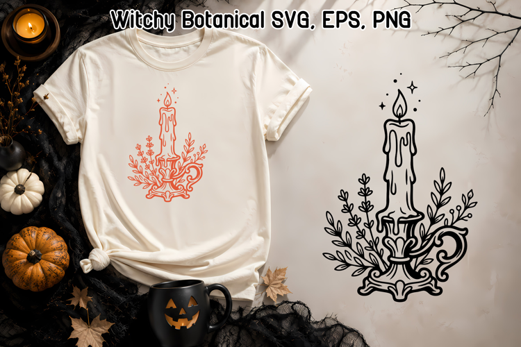 Witchy Candle SVG | Botanical Magic Candle Design