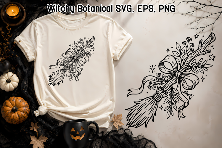 Witch Broom SVG | Witchy Botanical Magic Broom Design
