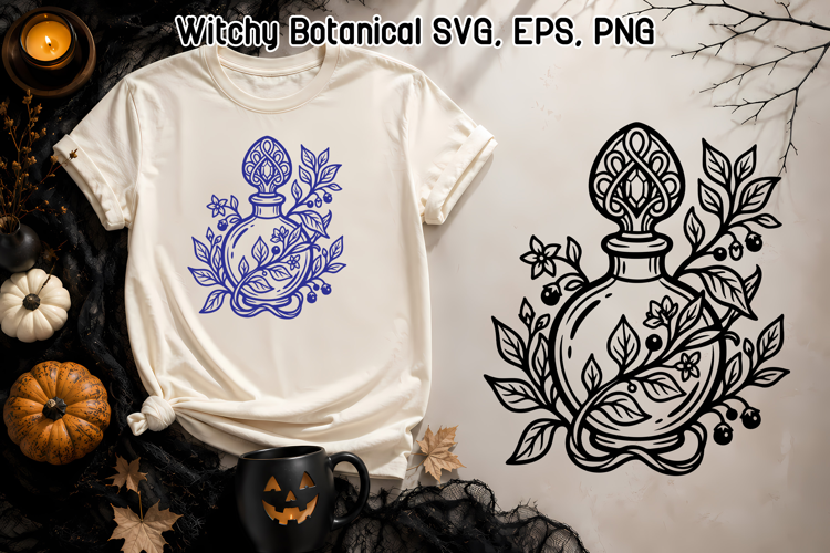 Magic Potion Bottle SVG | Witchy Botanical Floral Design