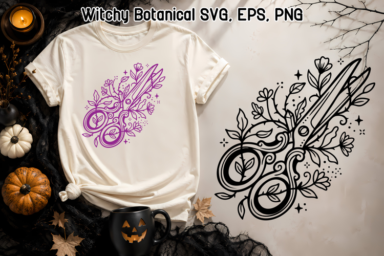 Witch Scissors SVG | Witchy Botanical Floral Design