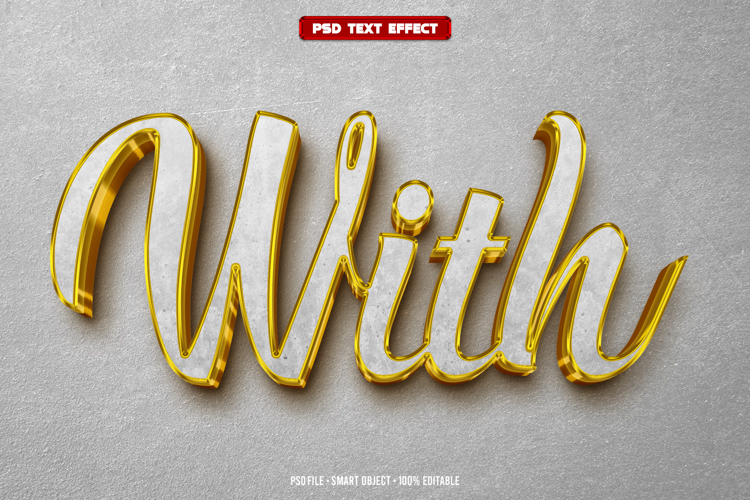 With 3D editable text effect