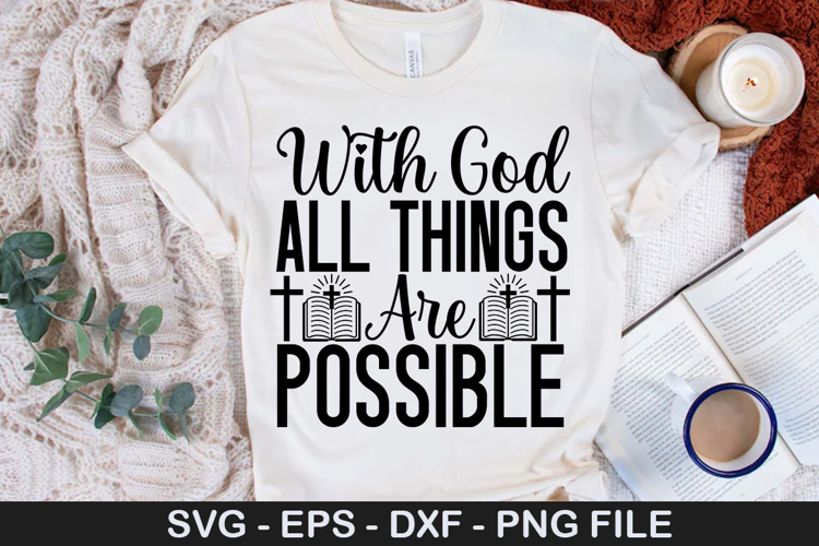 With God All Things Are SVG - Boho Fall Christian Design