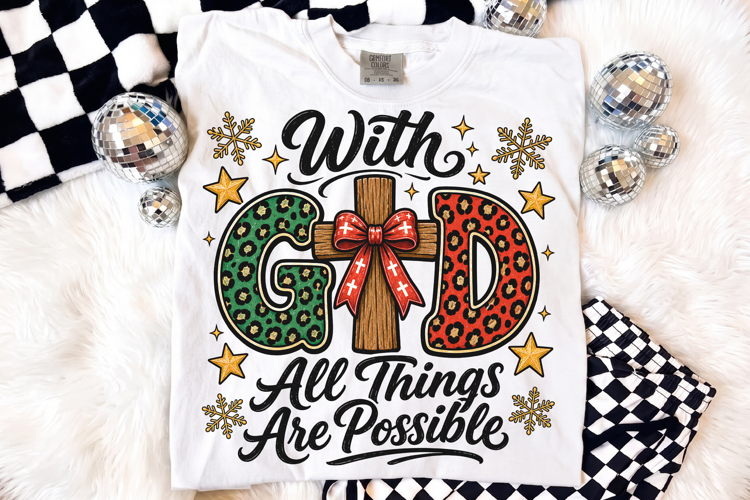 With God All Things Are Possible PNG, Christian Christmas