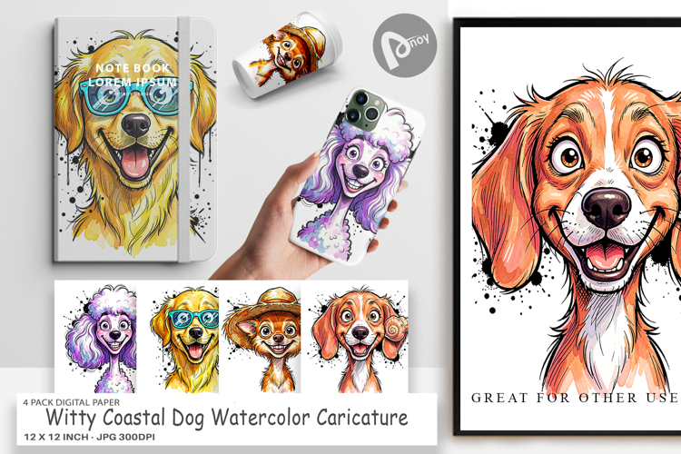 Witty Coastal Dog Digital Paper