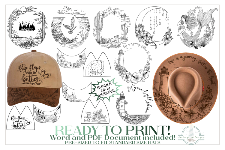 Vol. 2 Hat Burning Design Bundle - For Pyrography
