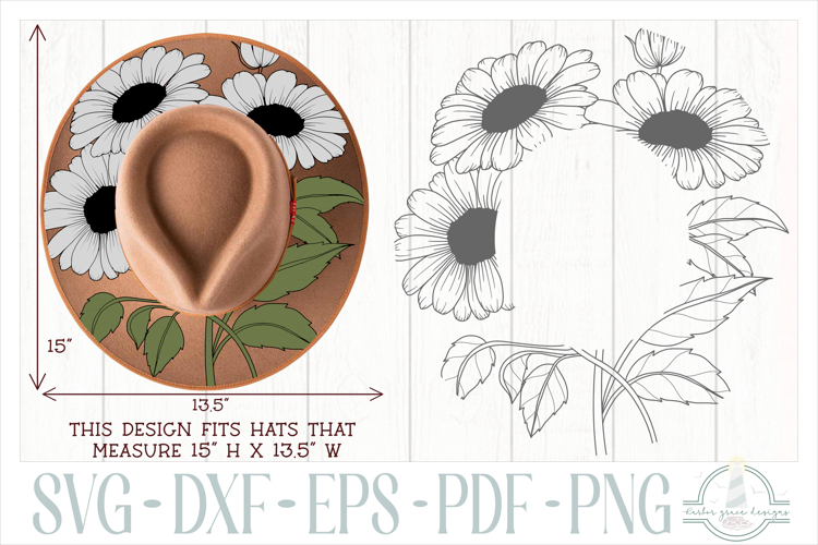Daisies Hat Burning Design - Pyrography