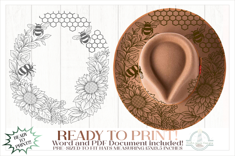 Bees and Honeycomb Hat Burning Design - Pyrography